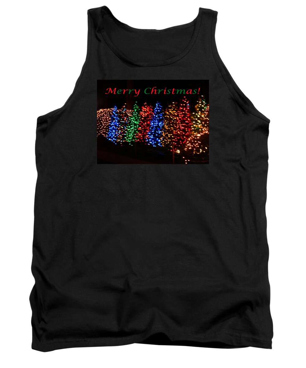 Christmas Trees Tank Top featuring the photograph Christmas Trees Dancing In The Night by Emmy Marie Vickers