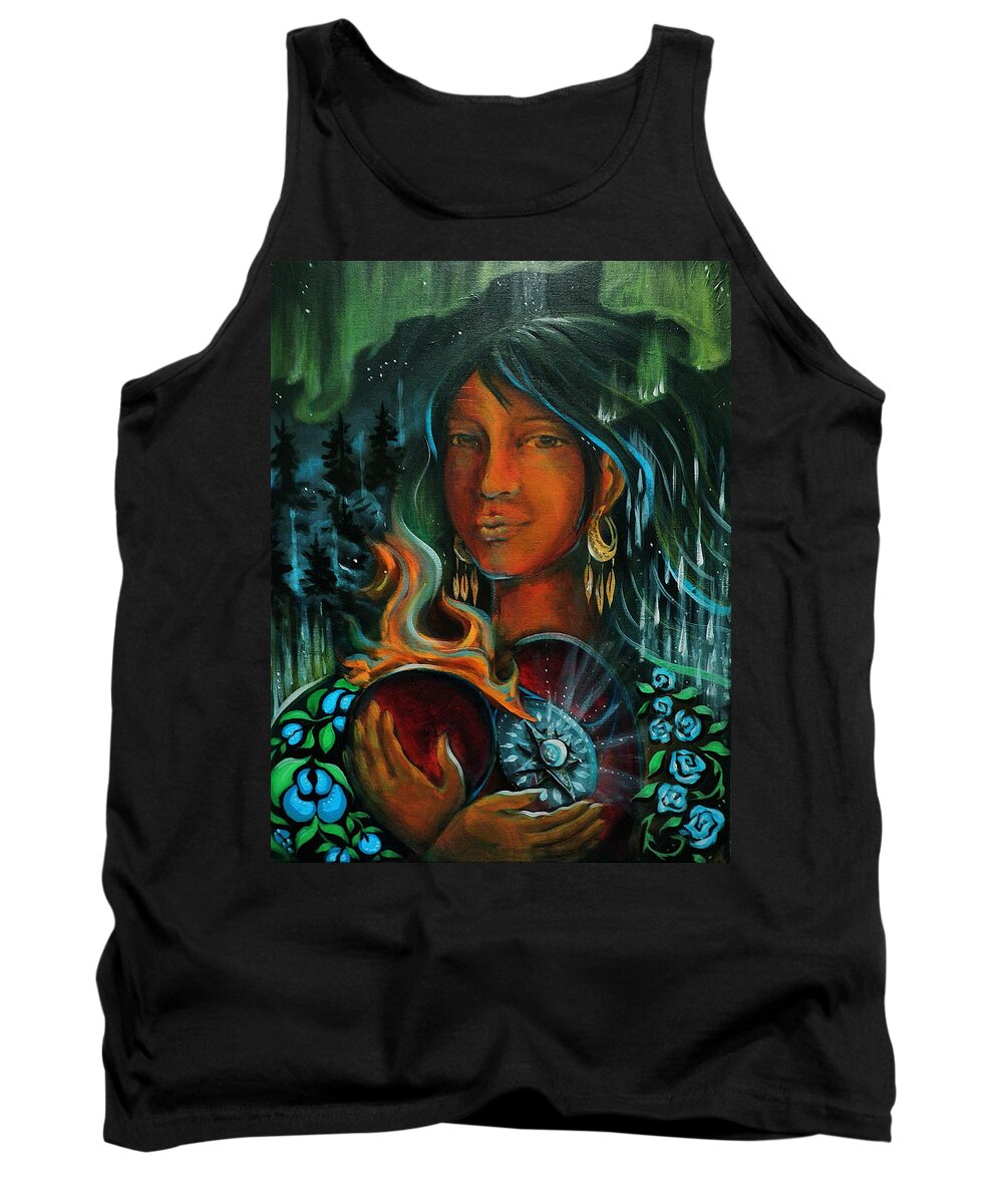  Tank Top featuring the painting Cipiyak Nimihistowak- Our Ancestors are Dancing by Crystal Charlotte Easton