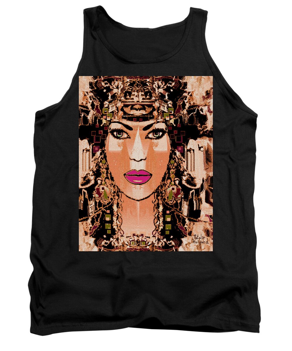Cleopatra Tank Top featuring the mixed media Cleopatra by Natalie Holland