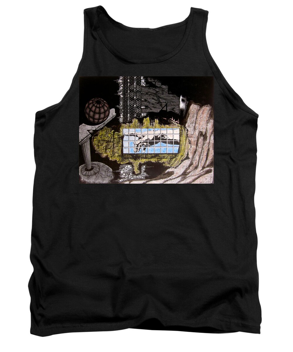 Drawing Tank Top featuring the drawing Coalition Of Time by Geni Gorani
