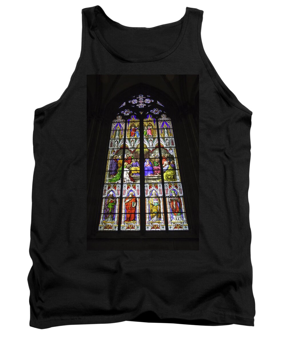Cologne Cathedral Tank Top featuring the photograph Cologne Cathedral Stained Glass Window of Pentecost by Teresa Mucha