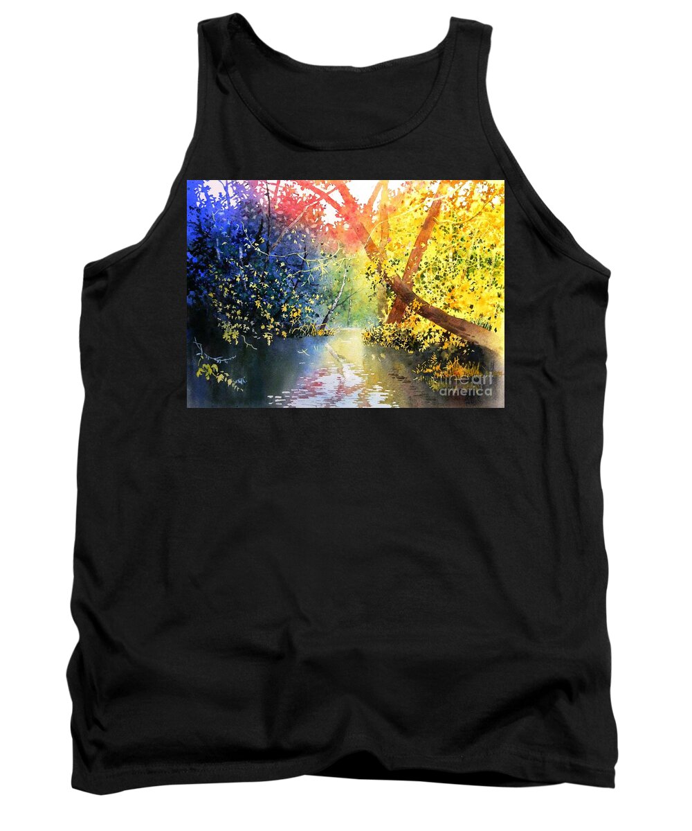 Landscape Tank Top featuring the painting Color of trees by Celine K Yong