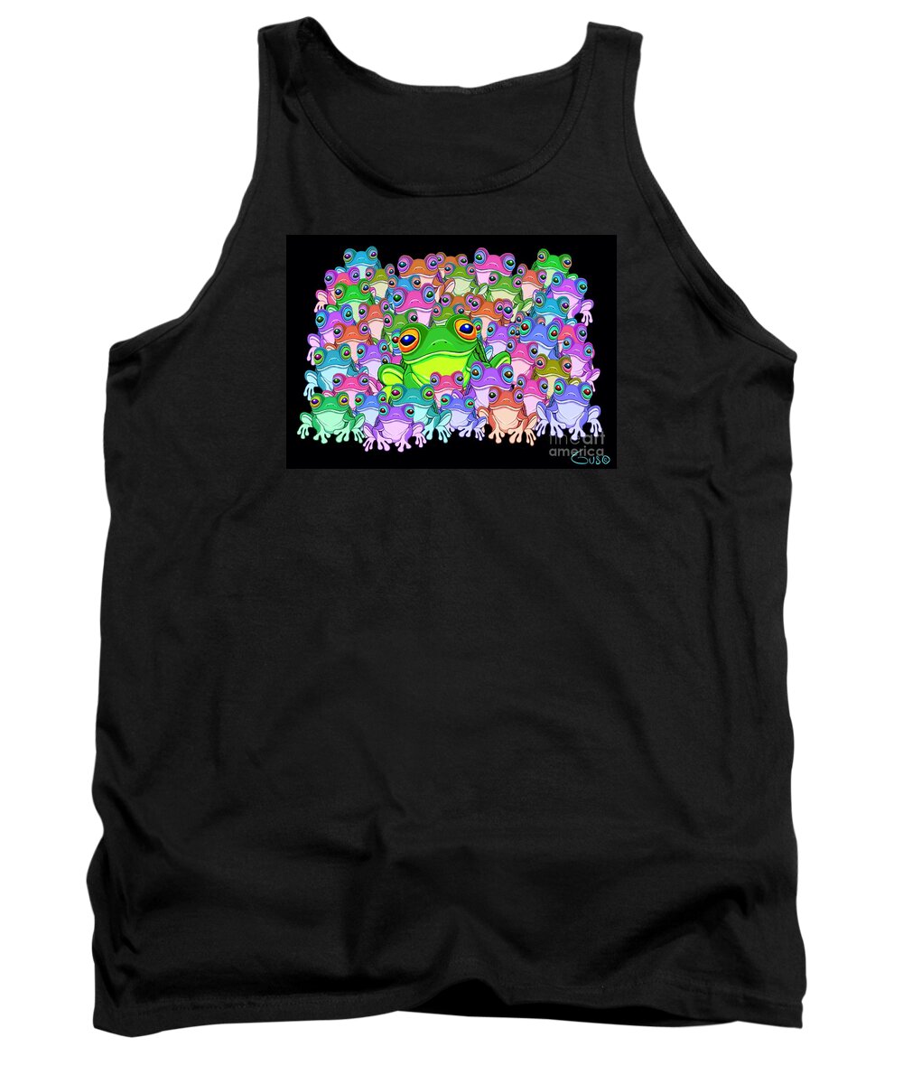 Frogs Tank Top featuring the painting Colorful Froggy Family by Nick Gustafson