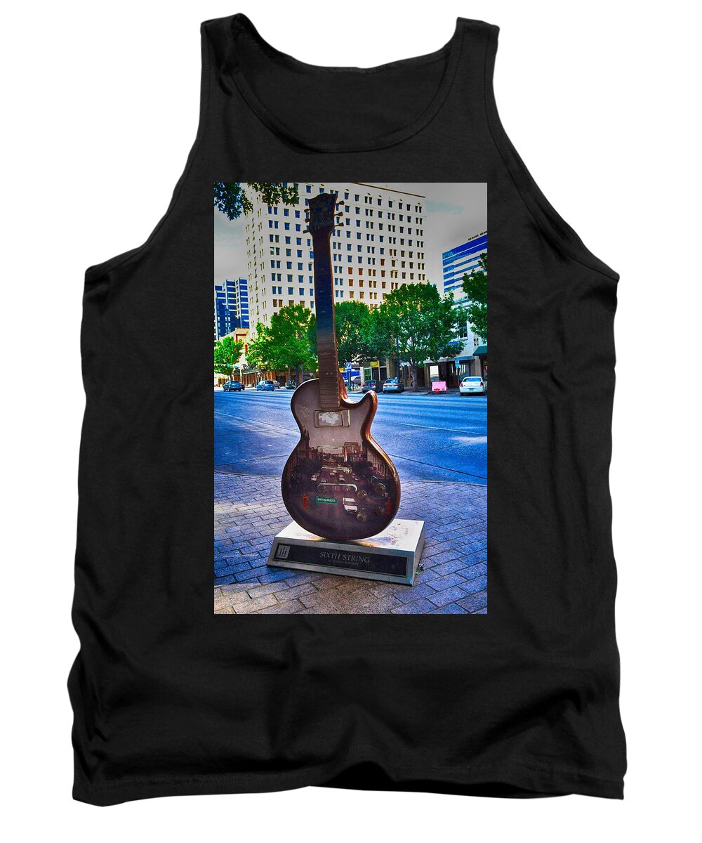 Austin Texas Street Photography Tank Top featuring the photograph Congress Avenue Sixth String by Kristina Deane