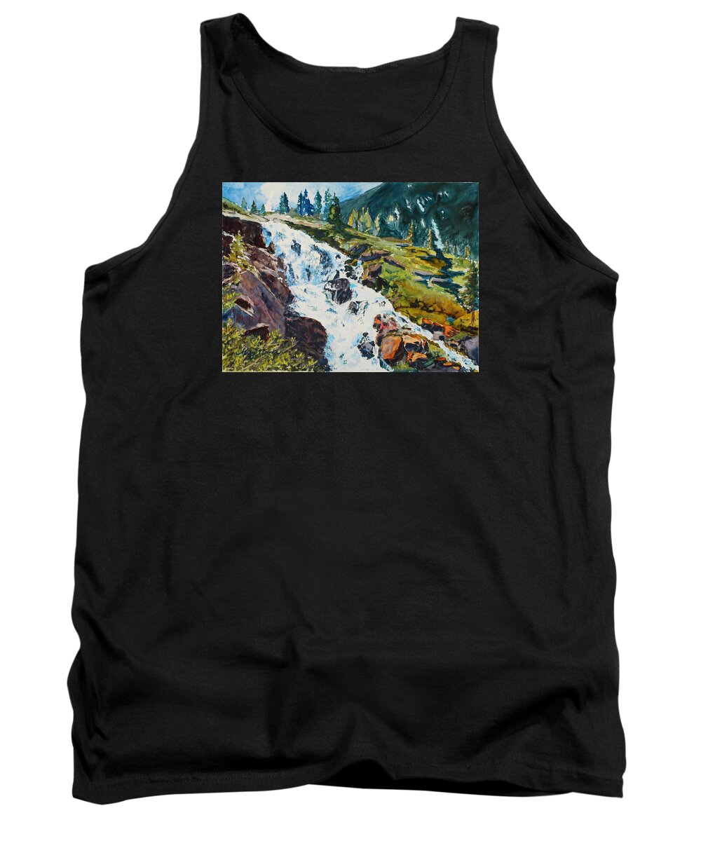 Continental Falls Tank Top featuring the painting Continental Falls by Mary Benke