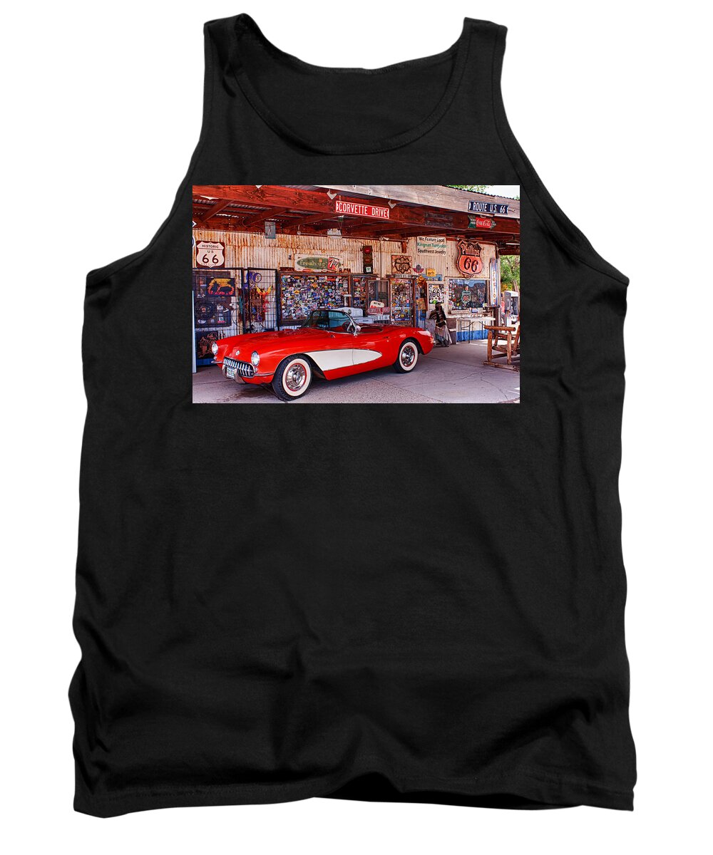 Fred Larson Tank Top featuring the photograph Corvette Drive RT 66 by Fred Larson