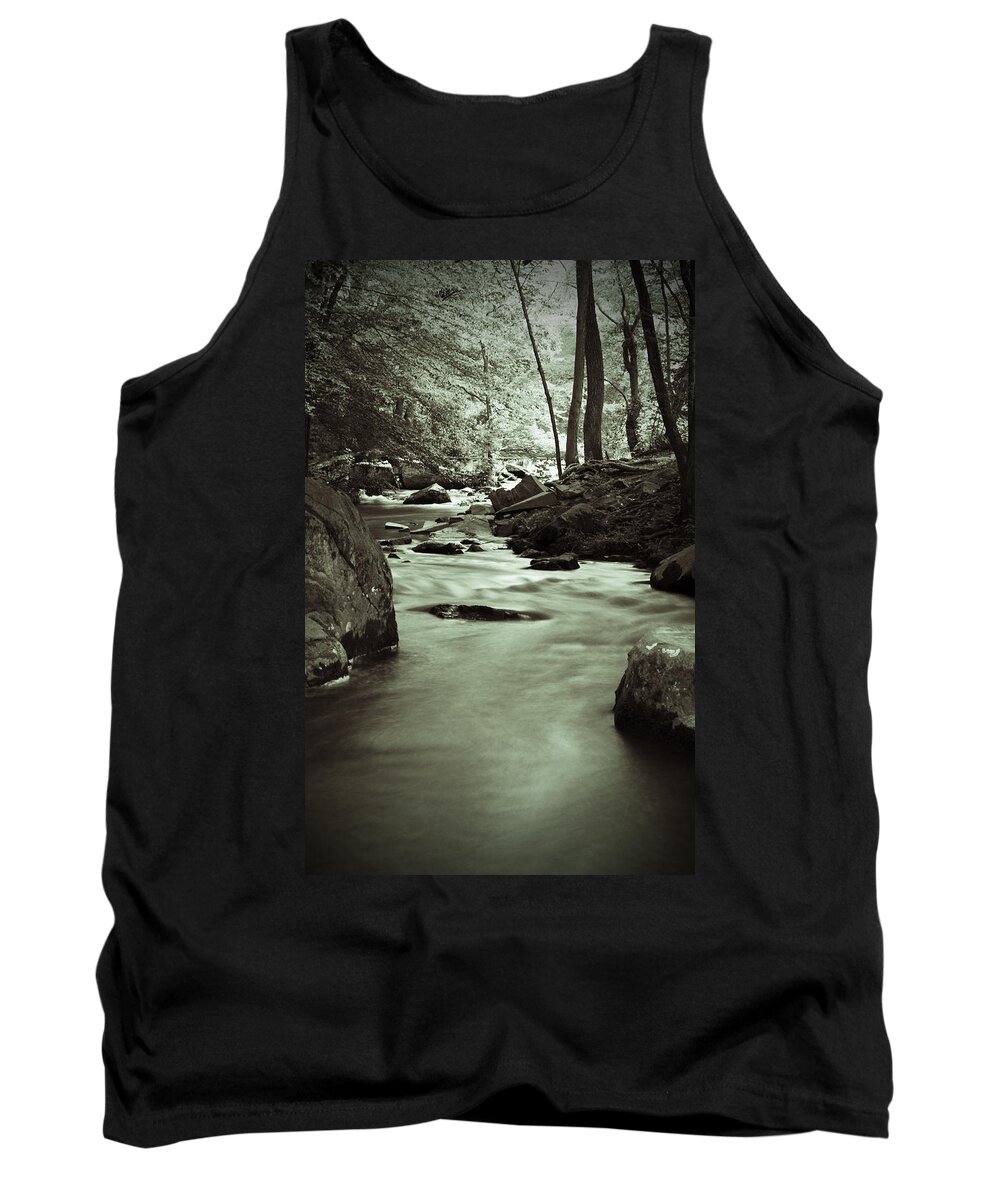 Black And White Tank Top featuring the photograph Creek in Black and White by Michael Porchik