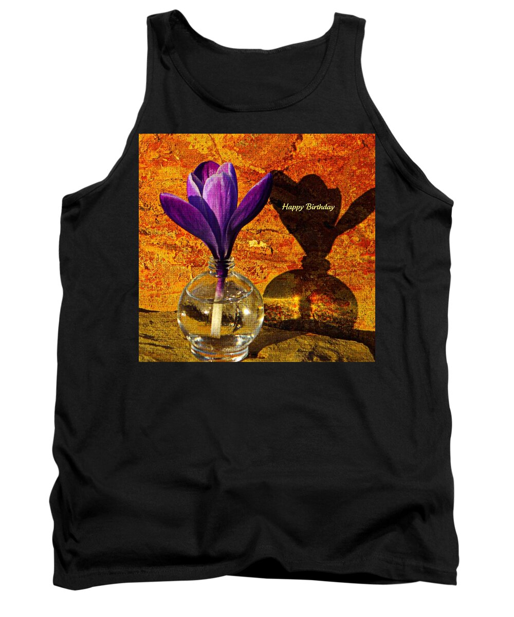 Card Tank Top featuring the photograph Crocus Floral Birthday Card by Chris Berry