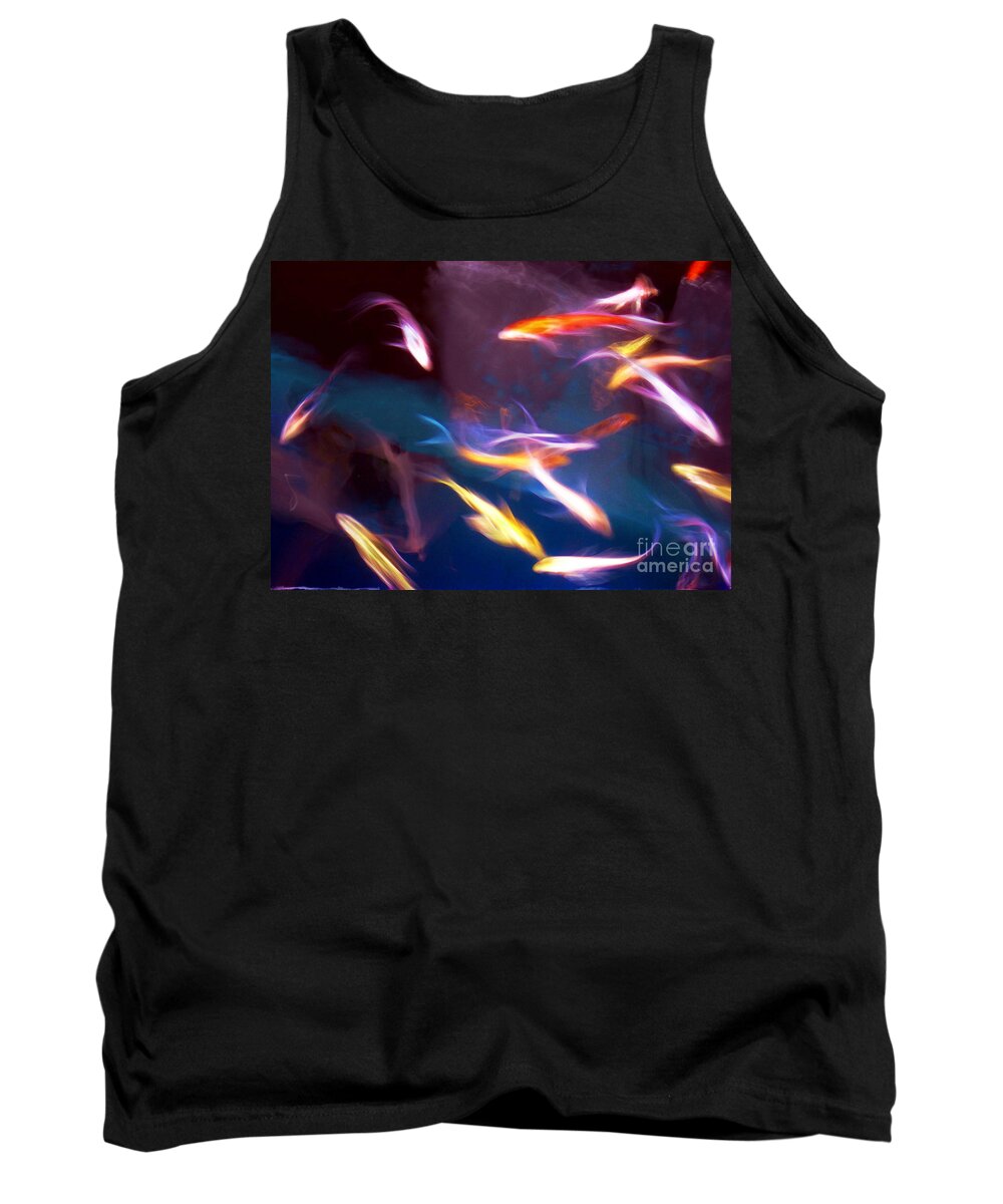 Abstract Tank Top featuring the photograph Dancing with Koi by Judi Bagwell