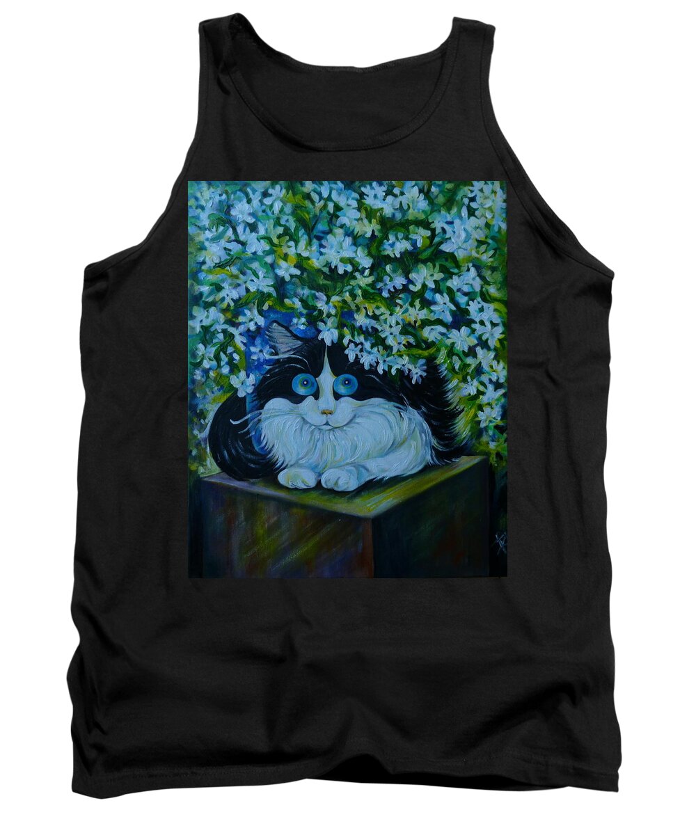 Cat Tank Top featuring the painting Dear Philya by Anna Duyunova