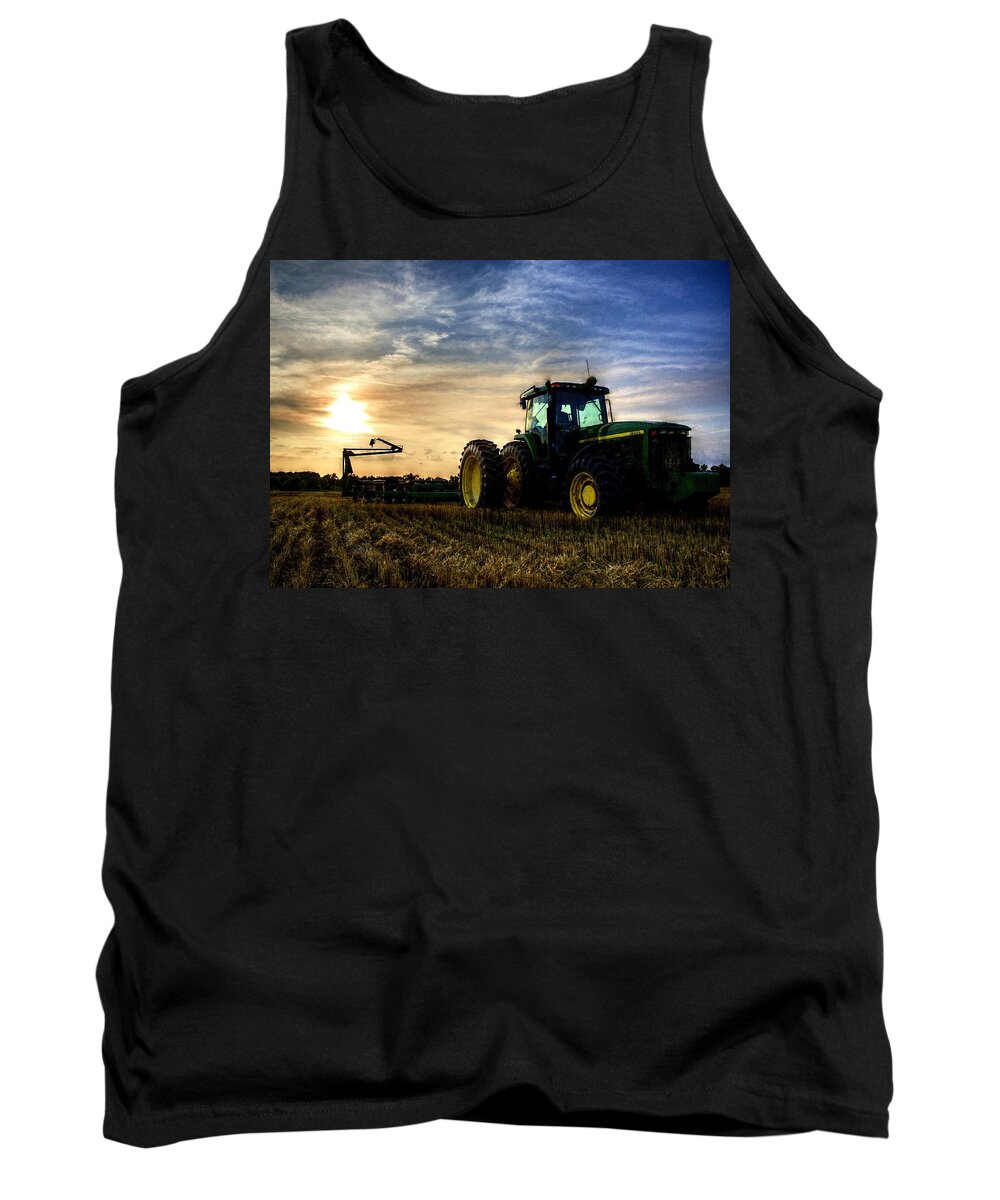 Ag Tank Top featuring the photograph Deere Sunset by David Zarecor