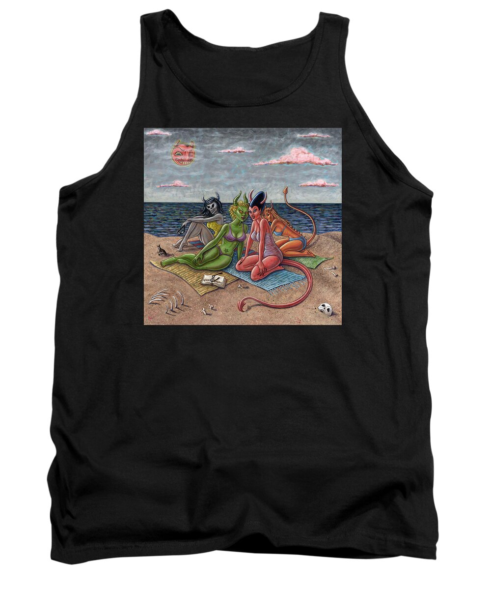 Beach Tank Top featuring the painting Demon Beaches by Holly Wood