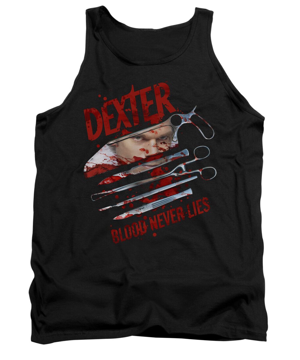 Dexter Tank Top featuring the digital art Dexter - Blood Never Lies by Brand A