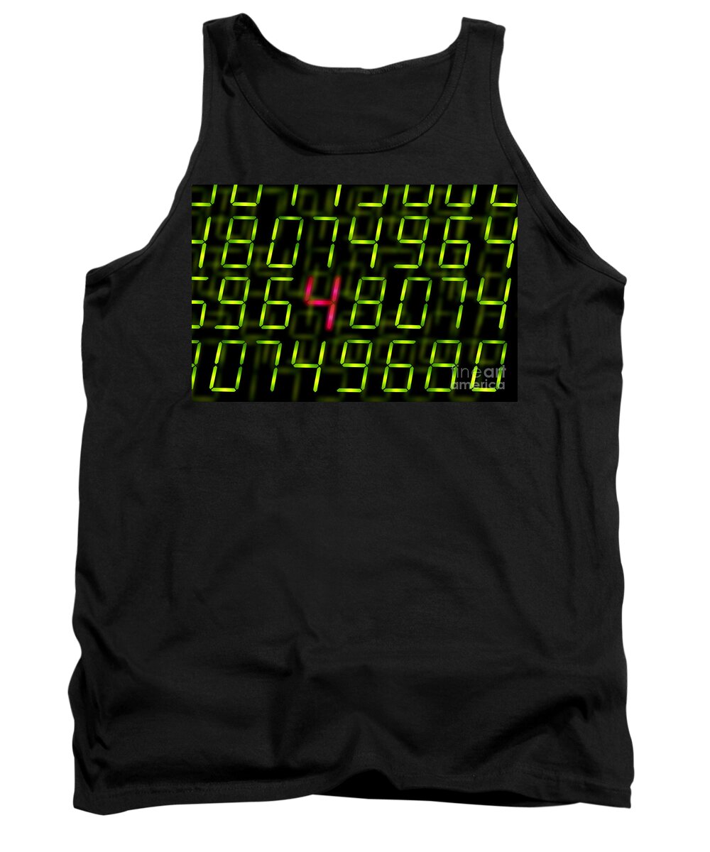Secret Tank Top featuring the photograph Digital numbers with one highlighted by Simon Bratt