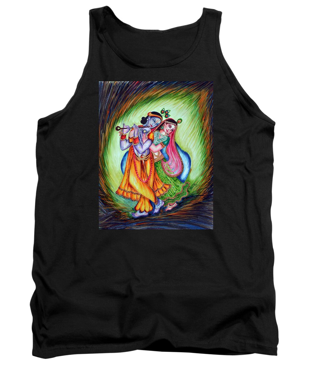 Krishna Tank Top featuring the painting Divine Lovers by Harsh Malik