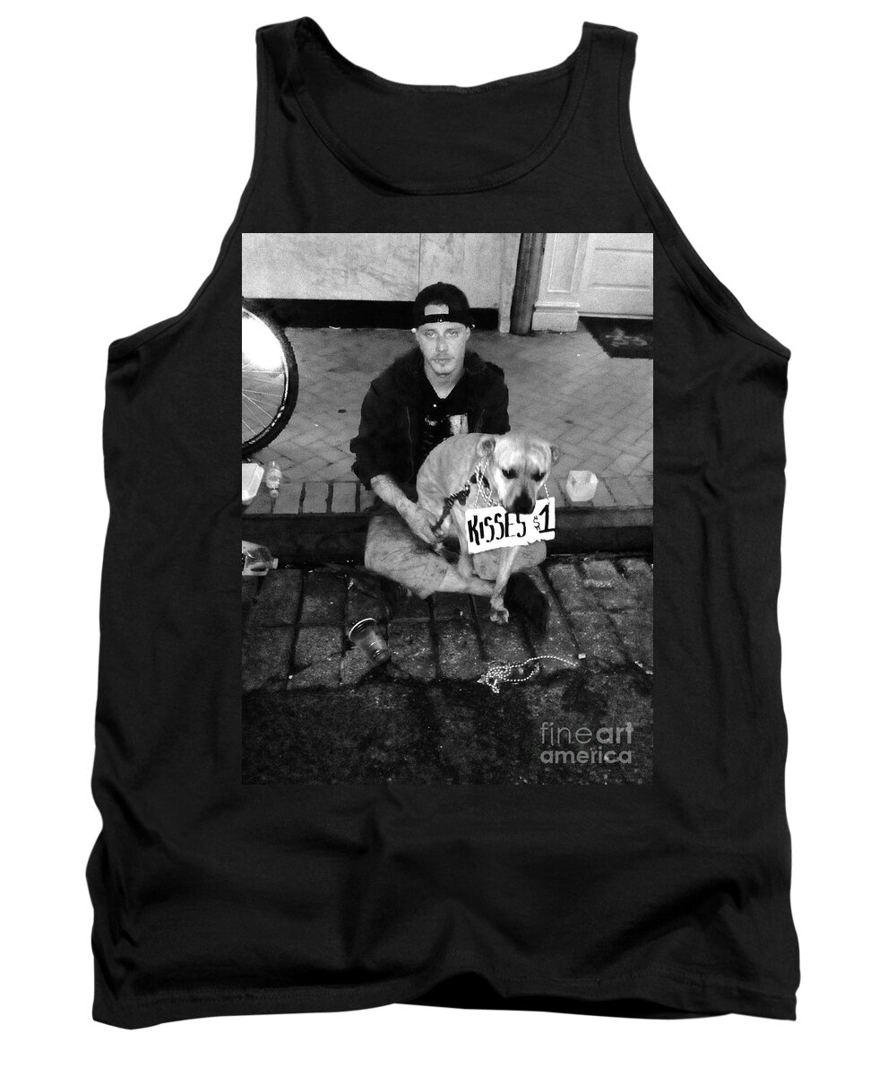 Dog Tank Top featuring the photograph Dog kisses for a buck by WaLdEmAr BoRrErO