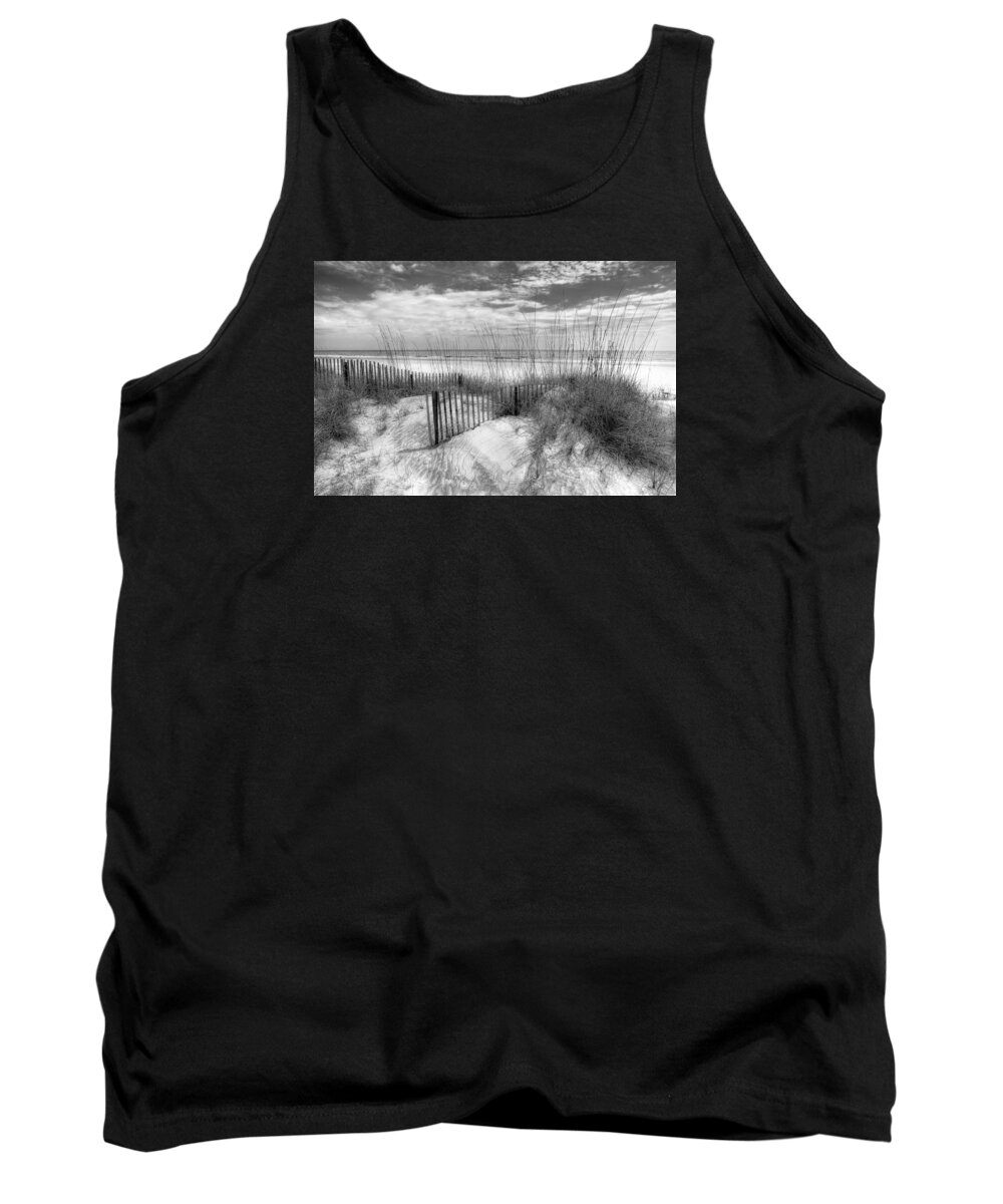 Clouds Tank Top featuring the photograph Dune Fences by Debra and Dave Vanderlaan