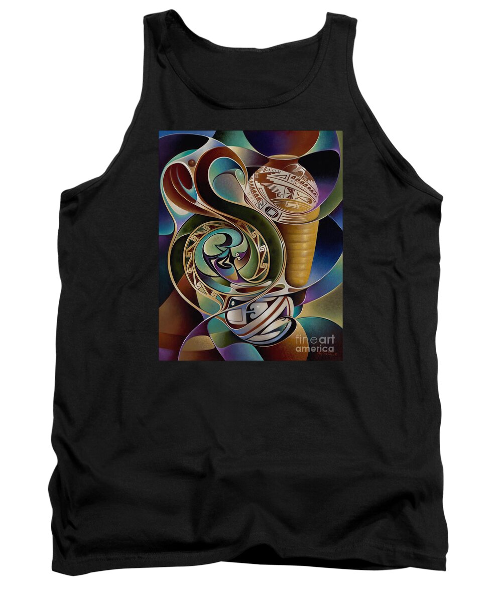 Abstract Tank Top featuring the painting Dynamic Still I by Ricardo Chavez-Mendez