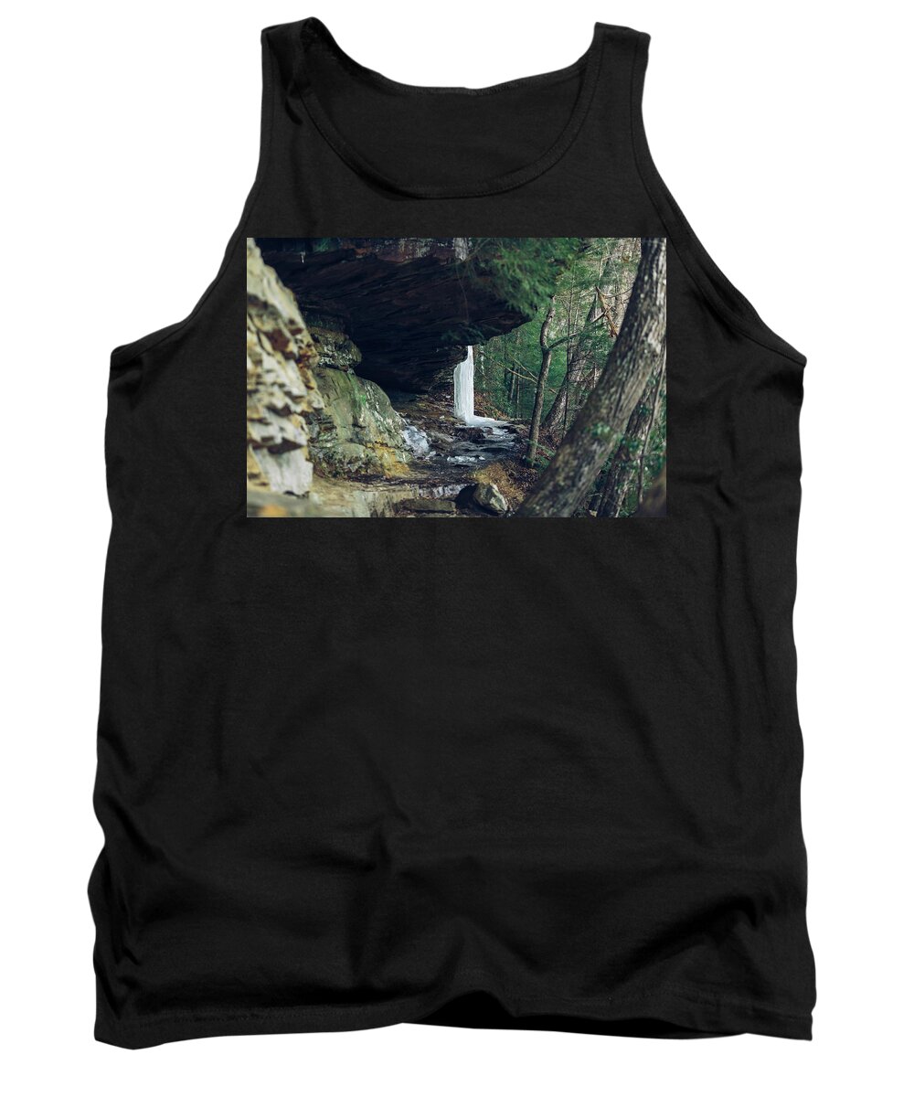 1st Tank Top featuring the photograph EagleFalls Trail in Winter by Amber Flowers