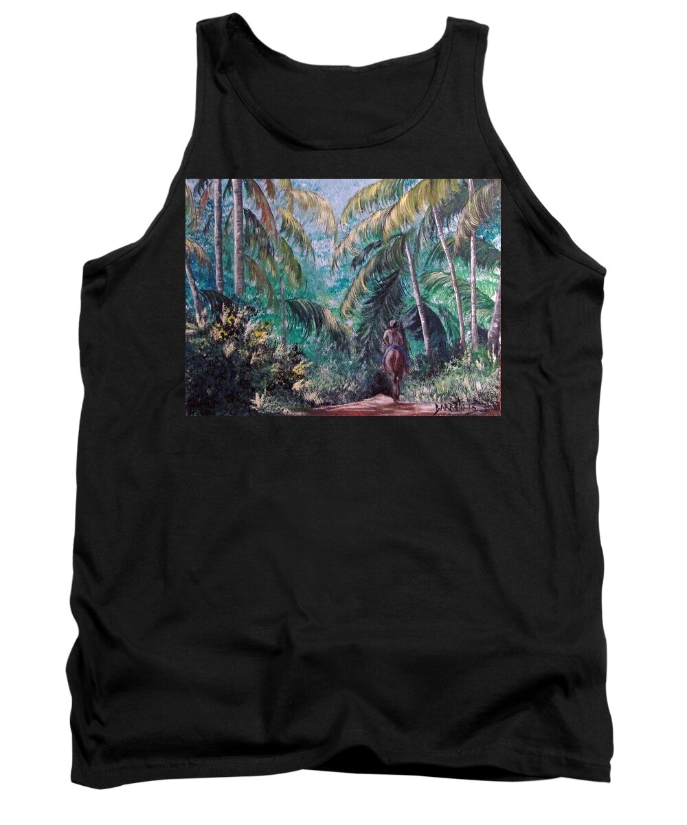 Palms Tank Top featuring the painting El Camino by Gloria E Barreto-Rodriguez
