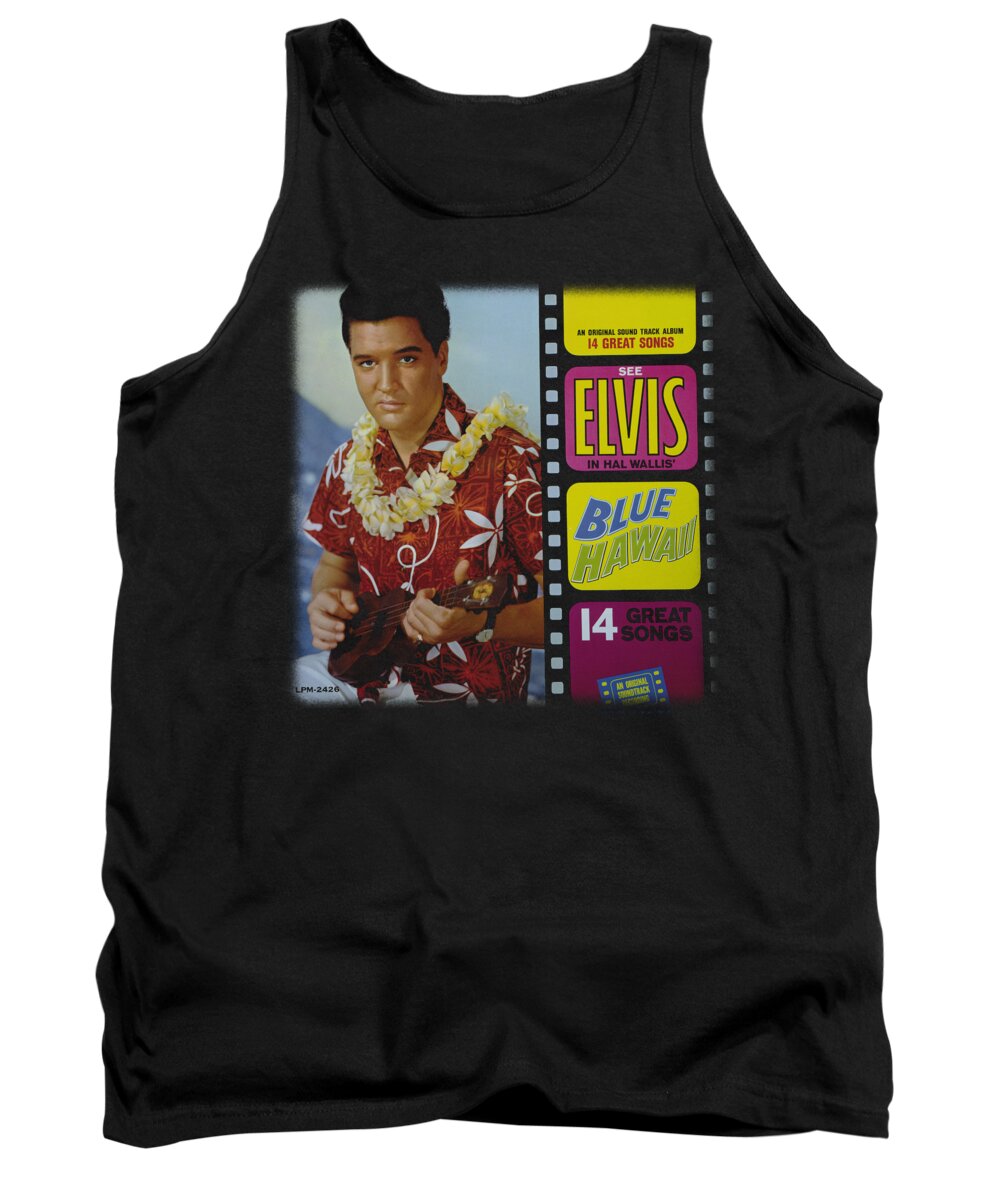 Elvis Tank Top featuring the digital art Elvis - Blue Hawaii Album by Brand A