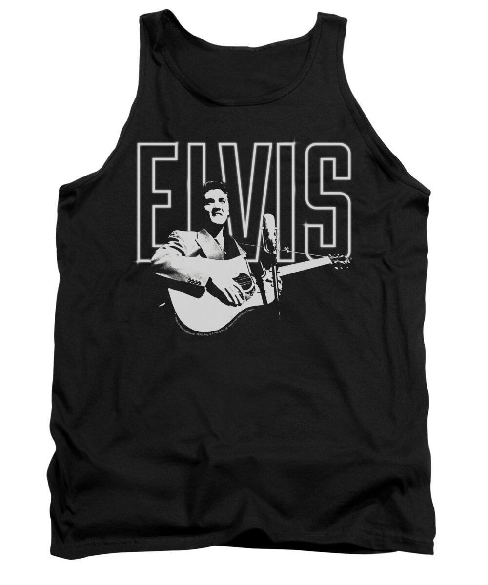 Music Tank Top featuring the digital art Elvis - White Glow by Brand A