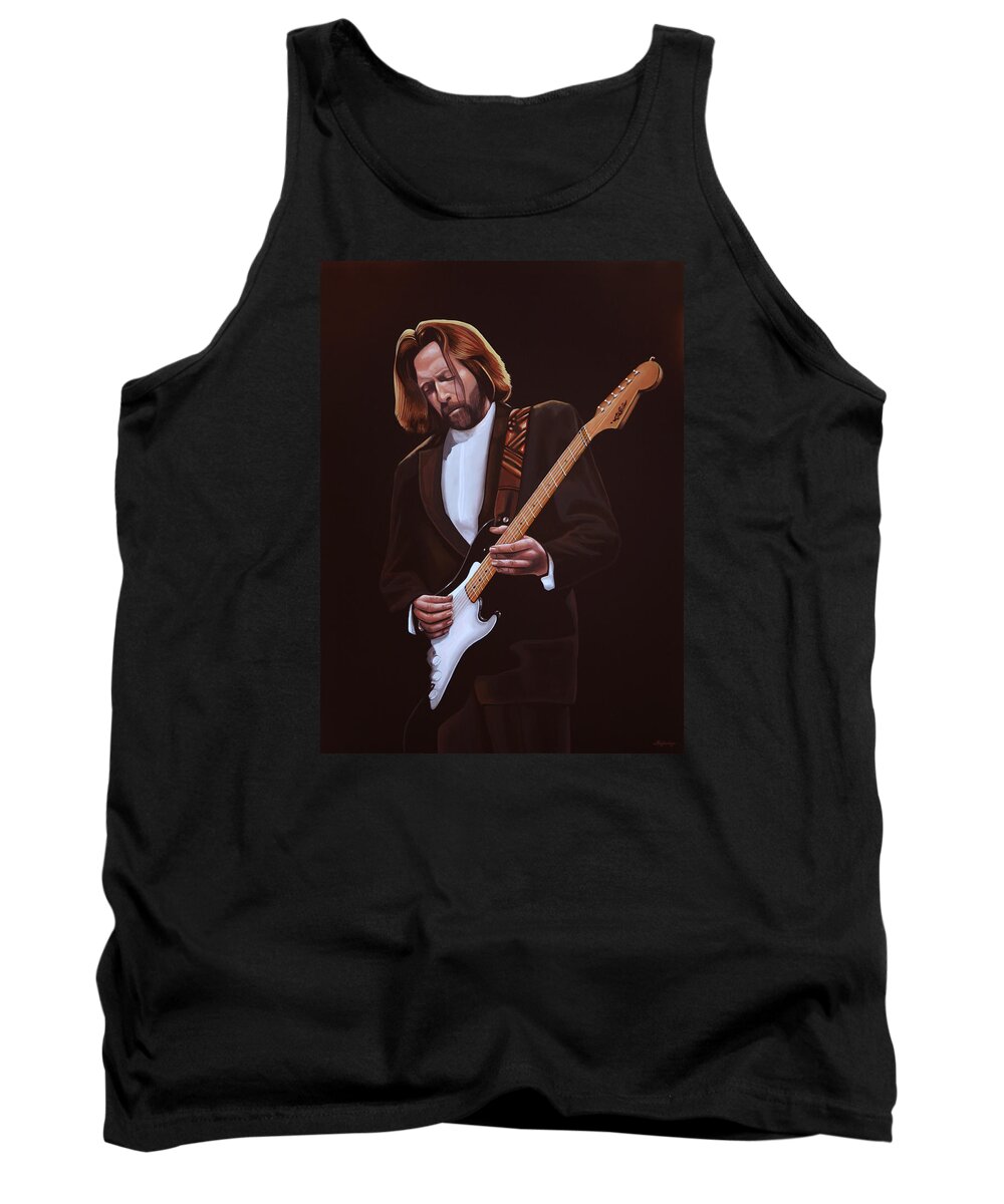 Eric Clapton Tank Top featuring the painting Eric Clapton Painting by Paul Meijering