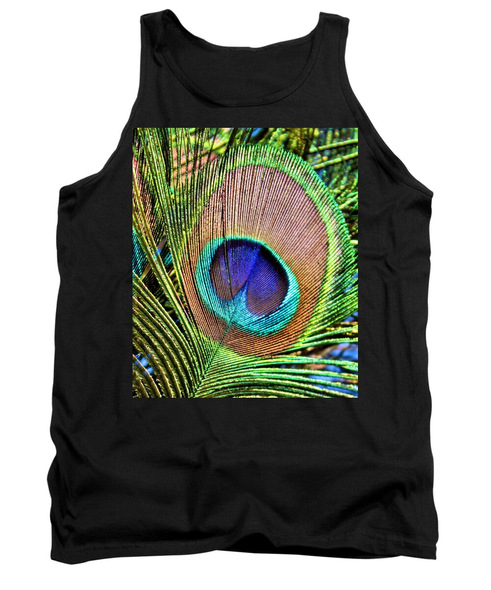 Macro Tank Top featuring the photograph Eye of the Feather by Kristin Elmquist