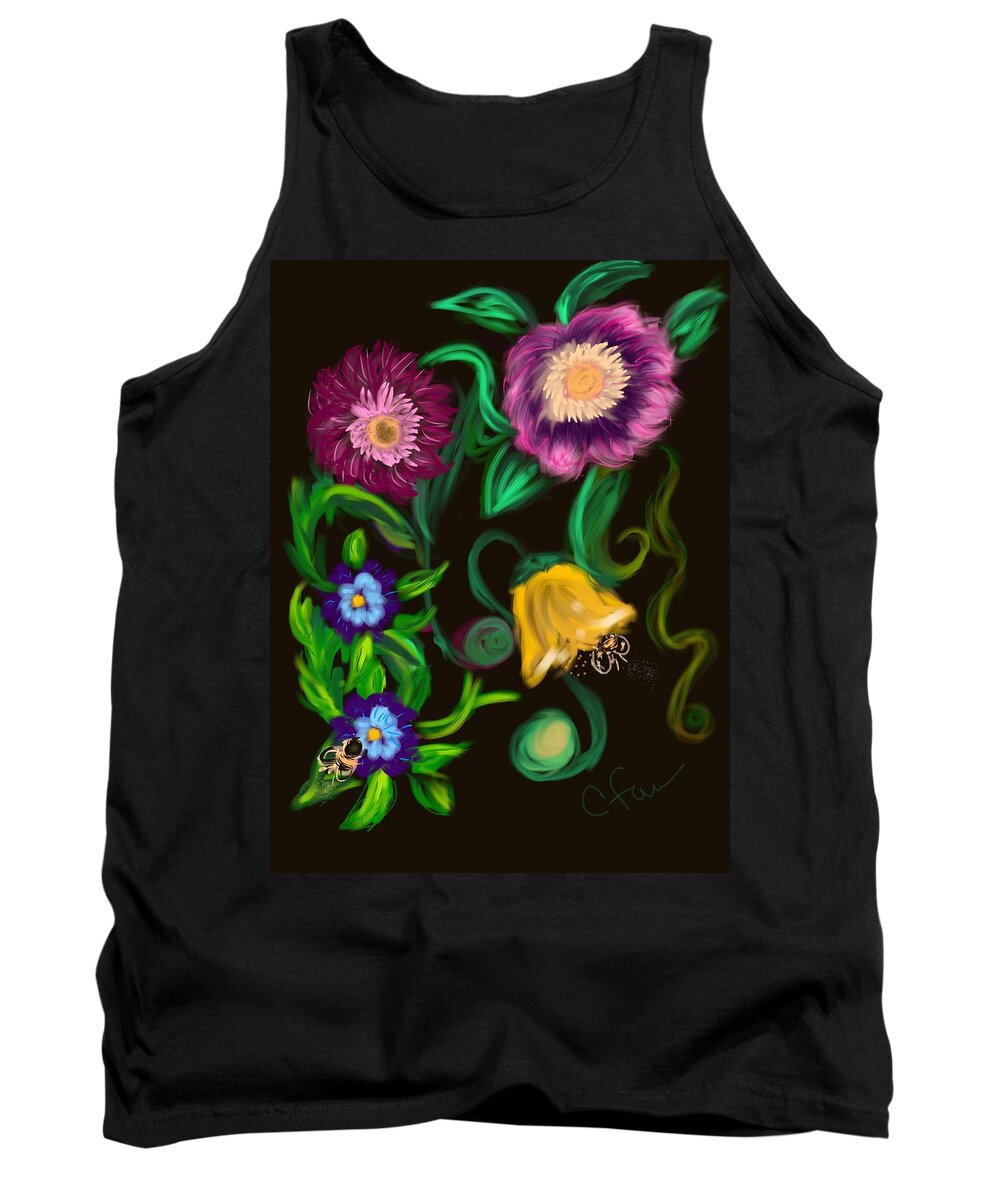 Botanical Tank Top featuring the digital art Fairy Tale Flowers by Christine Fournier