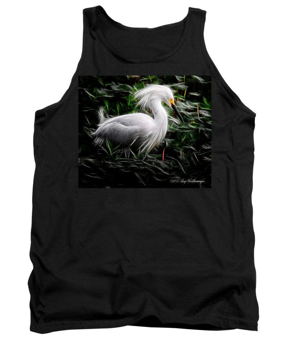 Egret Tank Top featuring the photograph Fancy Feathers by Lucy VanSwearingen