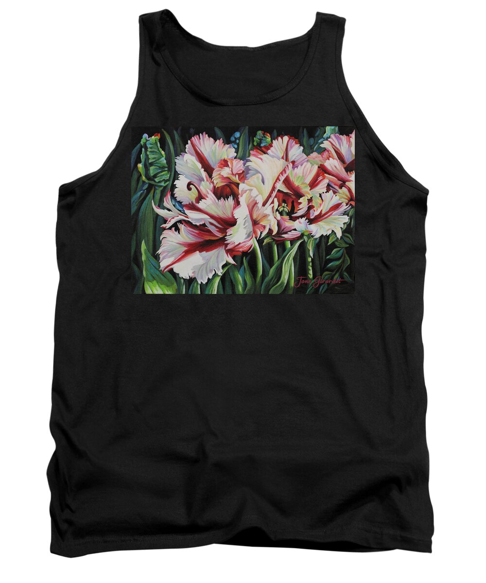 Flower Tank Top featuring the painting Fancy Parrot Tulips by Jane Girardot