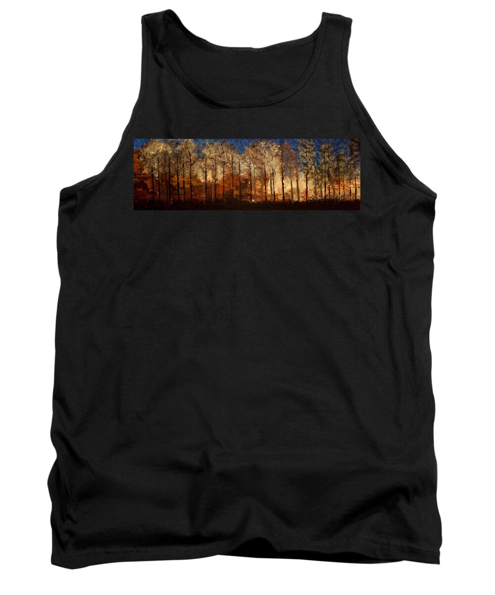 Landscape Tank Top featuring the painting Fire on the Mountain by Linda Bailey