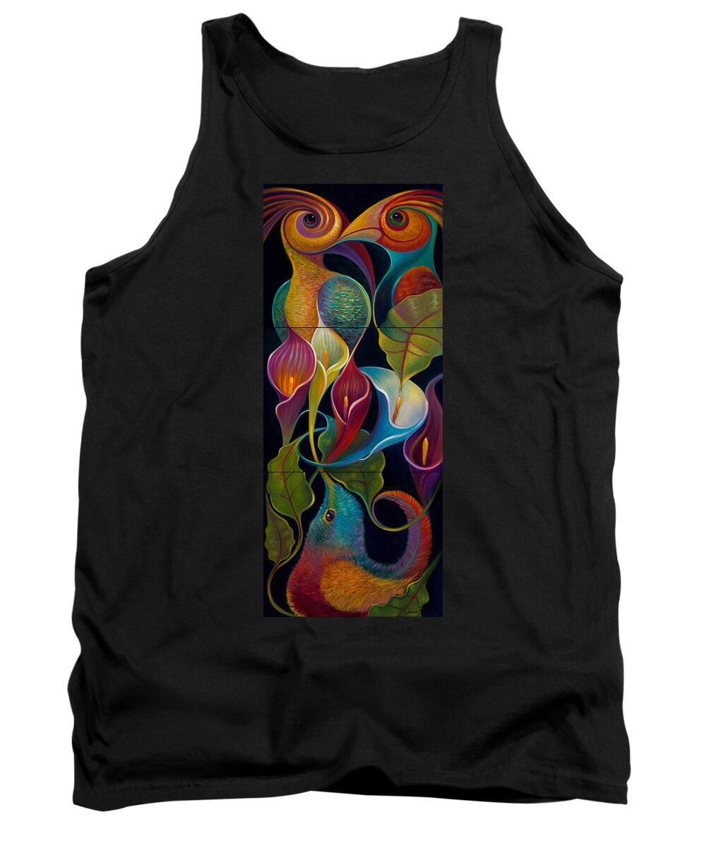 Bird Tank Top featuring the painting First Flight Triptych - unframed by Claudia Goodell
