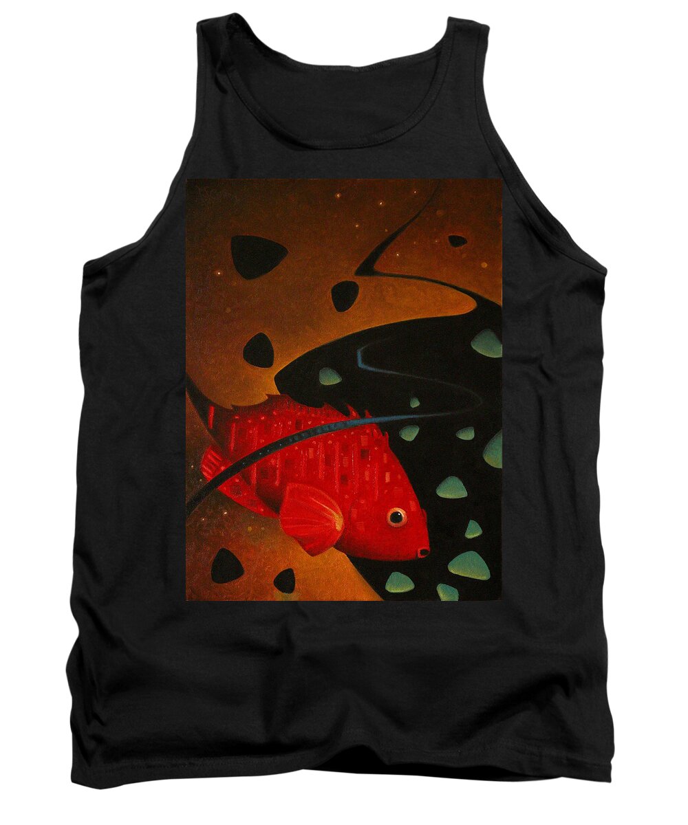 Fish Tank Top featuring the painting Fish Food by T S Carson