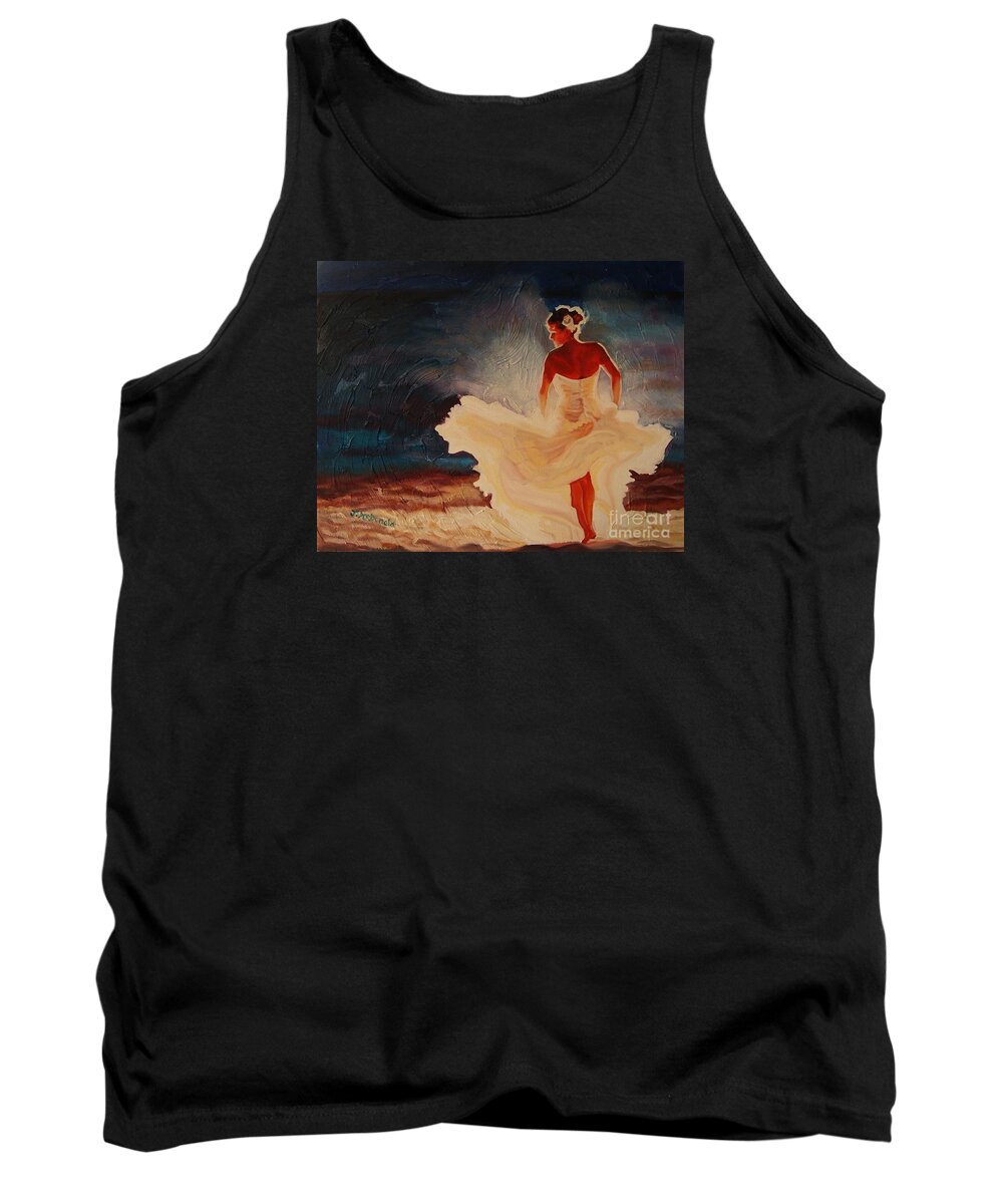 Flamenco Tank Top featuring the painting Flamenco Allure by Janet McDonald
