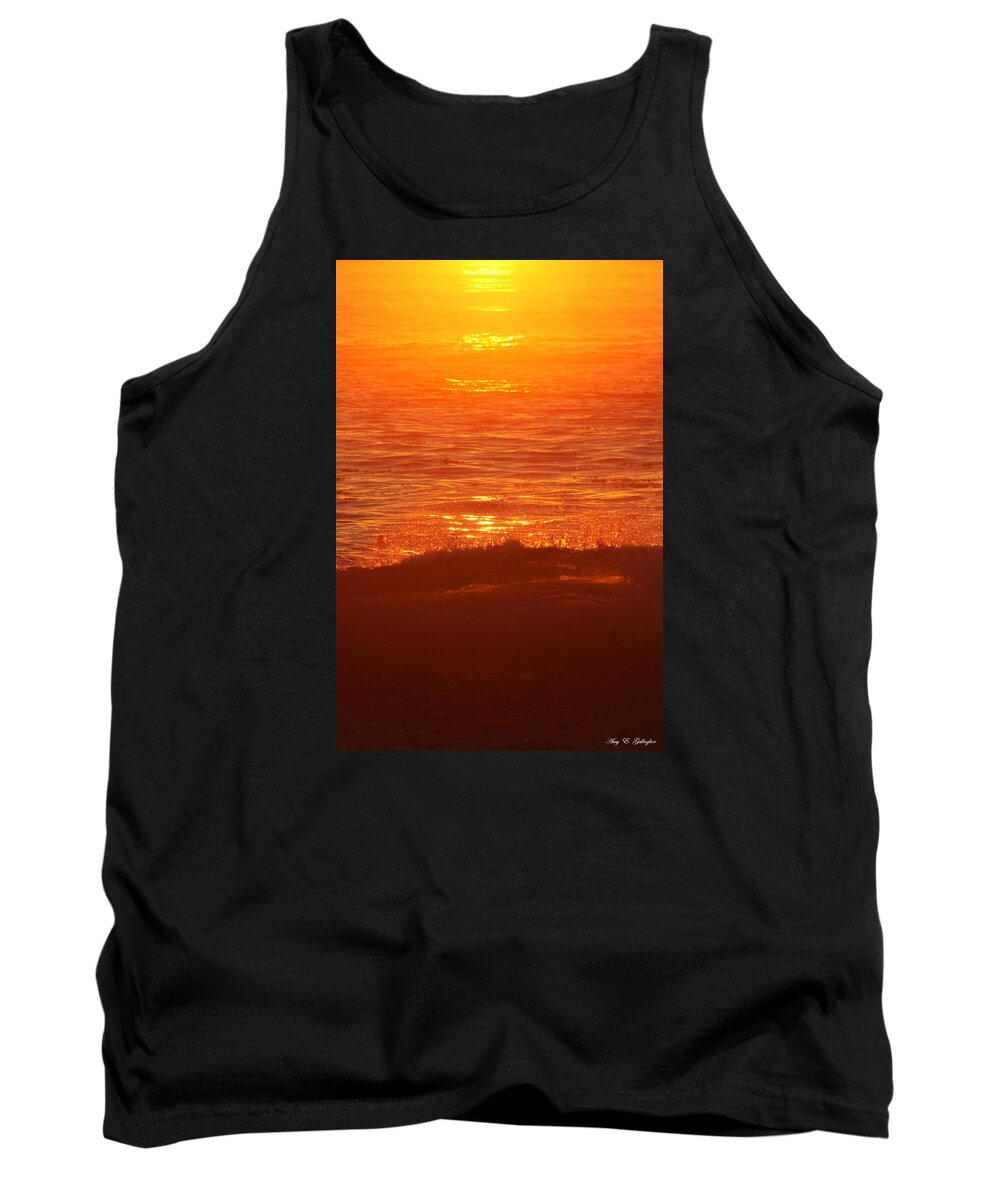 Orange Sea Tank Top featuring the photograph Flames With No Horizon by Amy Gallagher