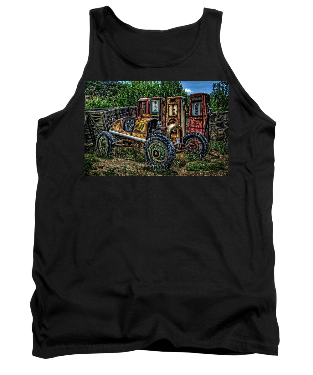 Vintage Gas Pumps Tank Top featuring the photograph Flathead Ford Racer by Ken Smith