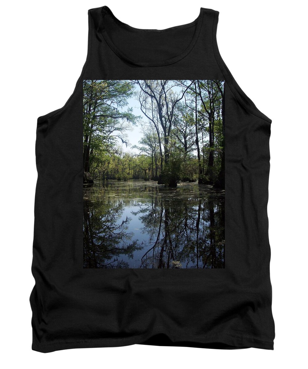 Merchants Millpond Tank Top featuring the photograph Flying through the Mirror by Sandra Clark