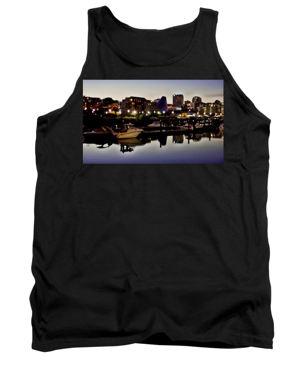 Foss Waterway Tank Top featuring the photograph Foss Waterway at night by Ron Roberts