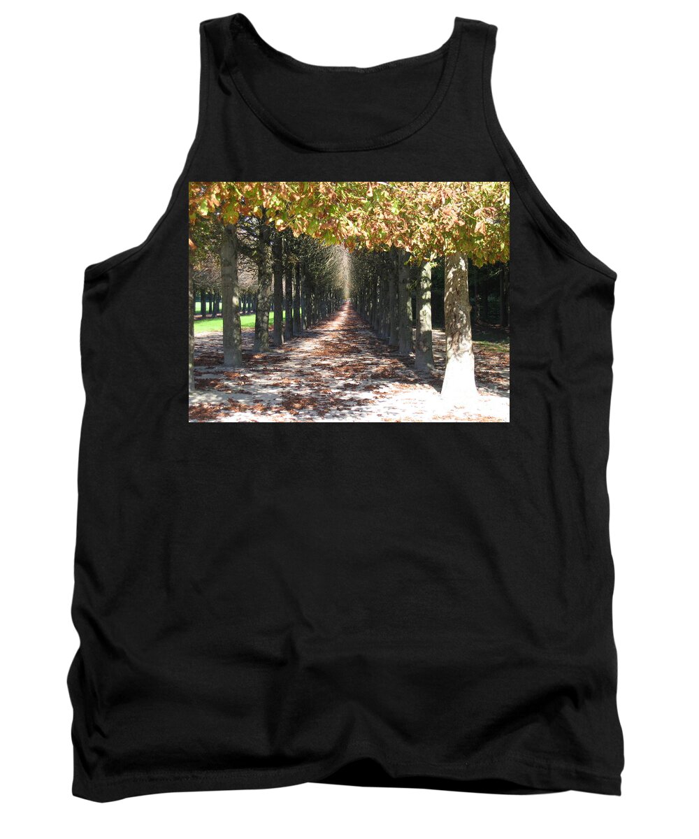 Treelined Path Tank Top featuring the photograph Fountainebleau - Under the trees by HEVi FineArt