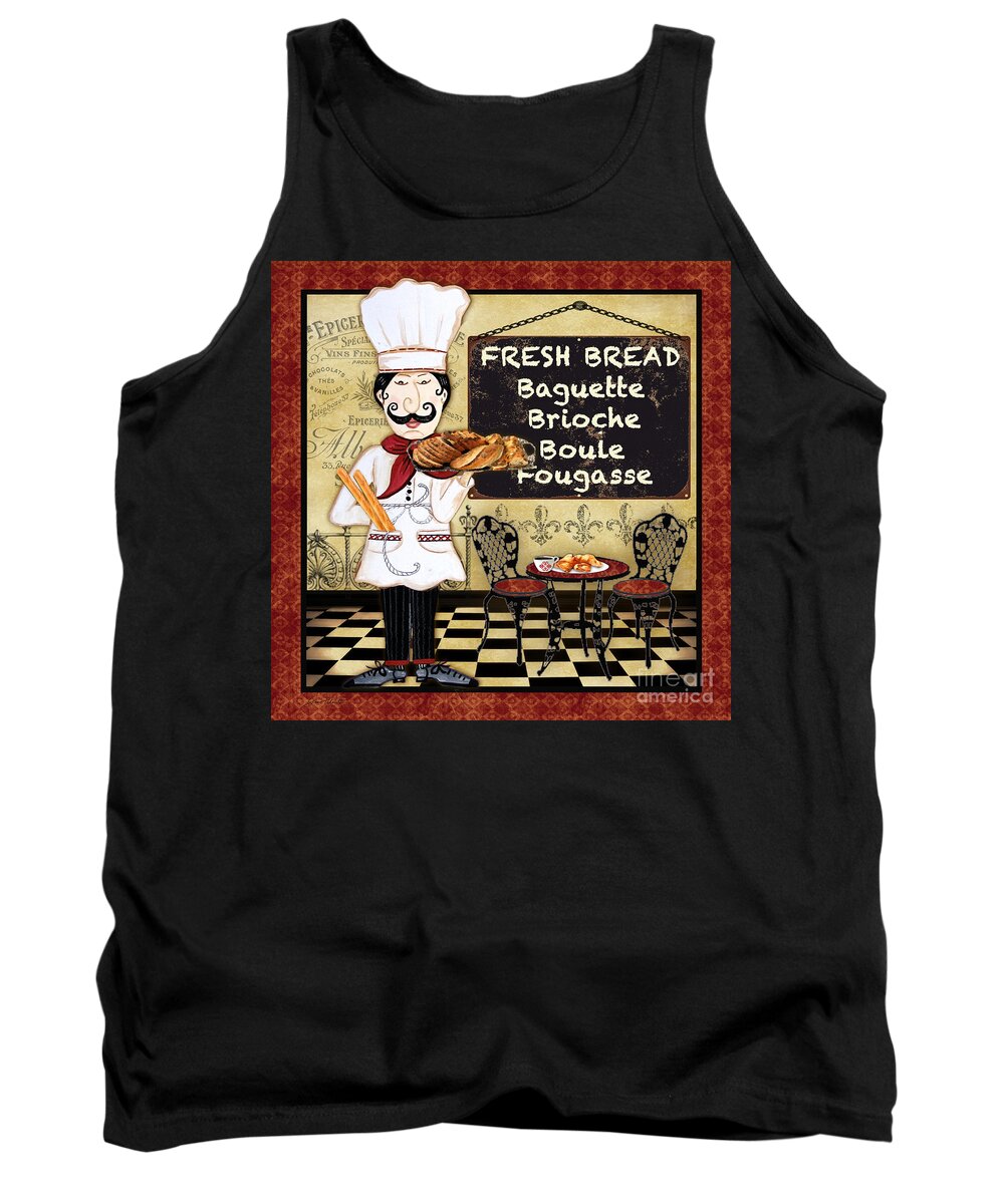 French Tank Top featuring the painting French Chef-A by Jean Plout