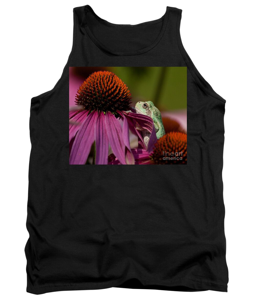 Frog Tank Top featuring the photograph Frog and his Cone by Jan Killian