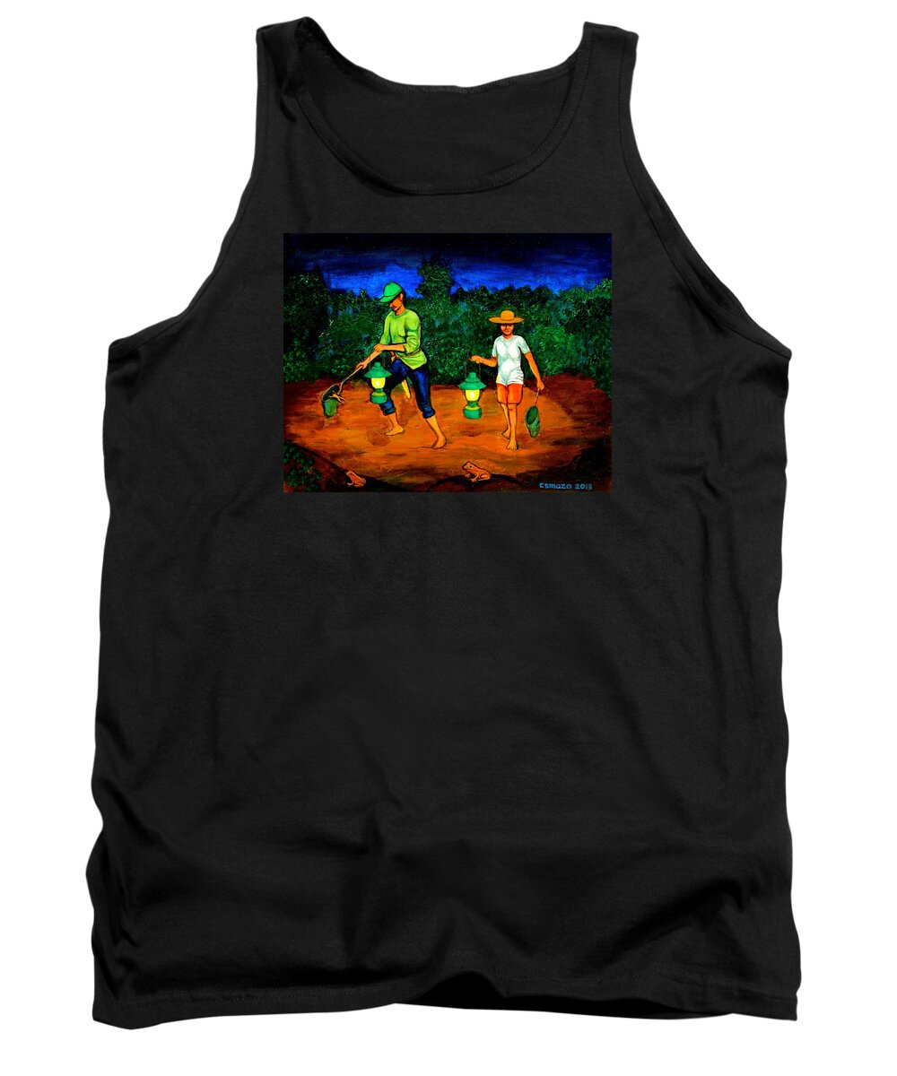 Frog Hunters Tank Top featuring the painting Frog Hunters by Cyril Maza