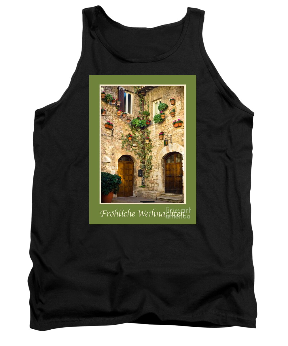 German Tank Top featuring the photograph Frohliche Weihnachten with a Corner of Assisi by Prints of Italy