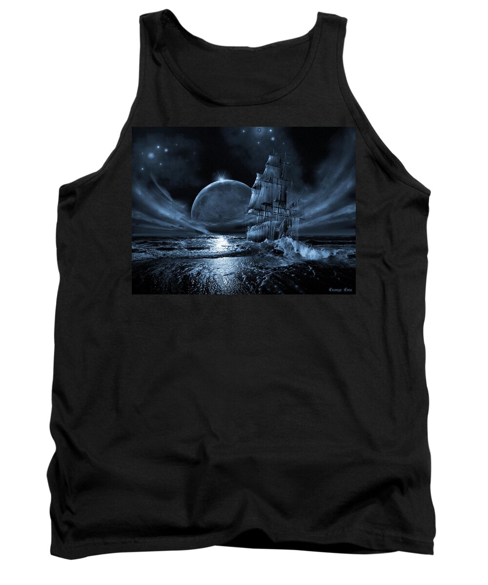 Journey Tank Top featuring the digital art Full moon rising by George Grie
