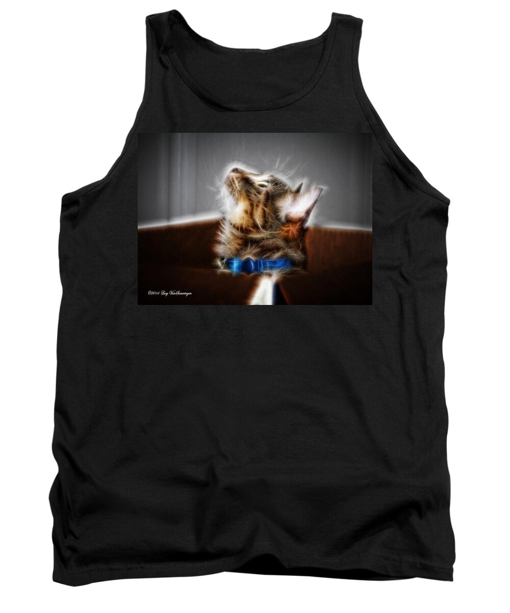 Cat Tank Top featuring the photograph Fuzzy Friend by Lucy VanSwearingen