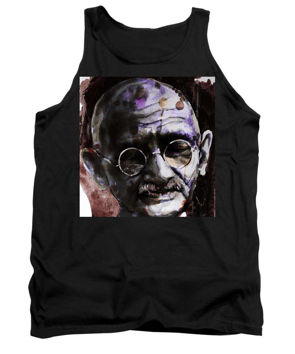 Gandhi Tank Top featuring the painting Gandhi by Laur Iduc
