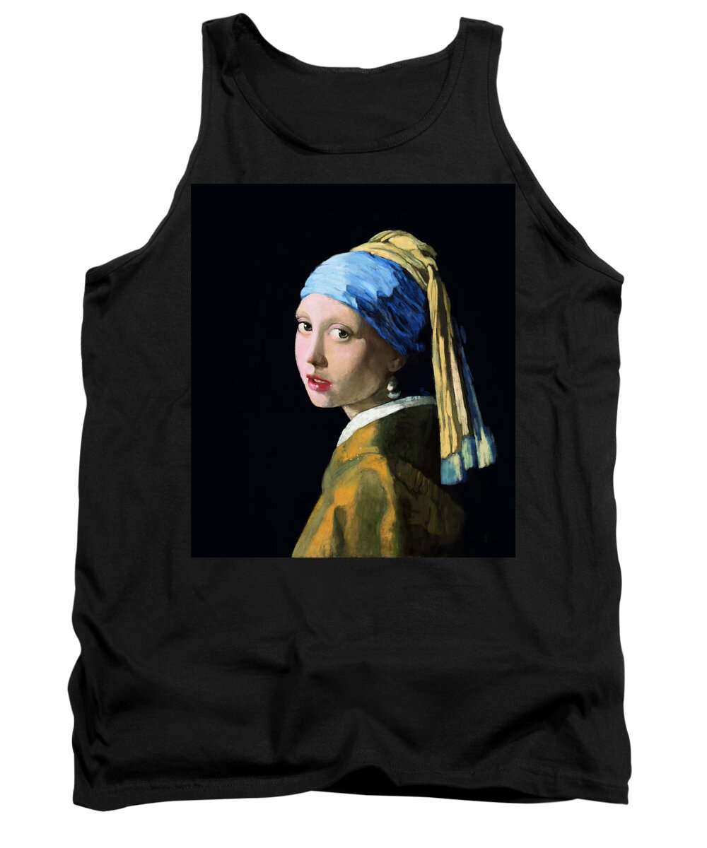 Vermeer Tank Top featuring the painting Girl with a Pearl Earring by Arie Van der Wijst