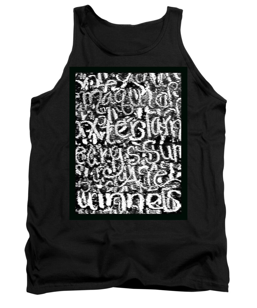 Black And White High Contrast Digitally Manipulated Photograph Tank Top featuring the digital art Gliph by Priscilla Batzell Expressionist Art Studio Gallery