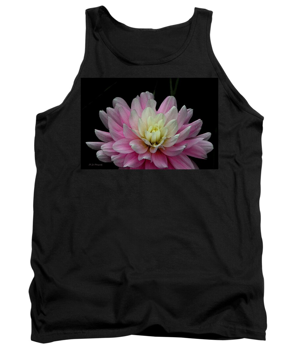 Dahlia Tank Top featuring the photograph Glistening Dahlia Radiance by Jeanette C Landstrom